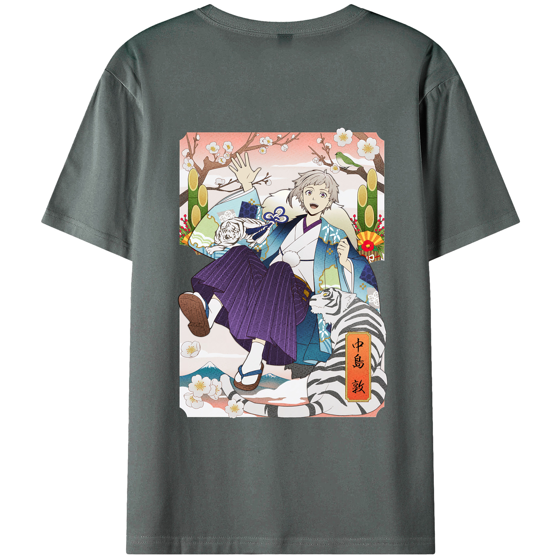 （画像用） 文豪ストレイドッグス Bungo Stray Dogs 綿100％ メンズ半袖Tシャツ（バックプリント） 通気性